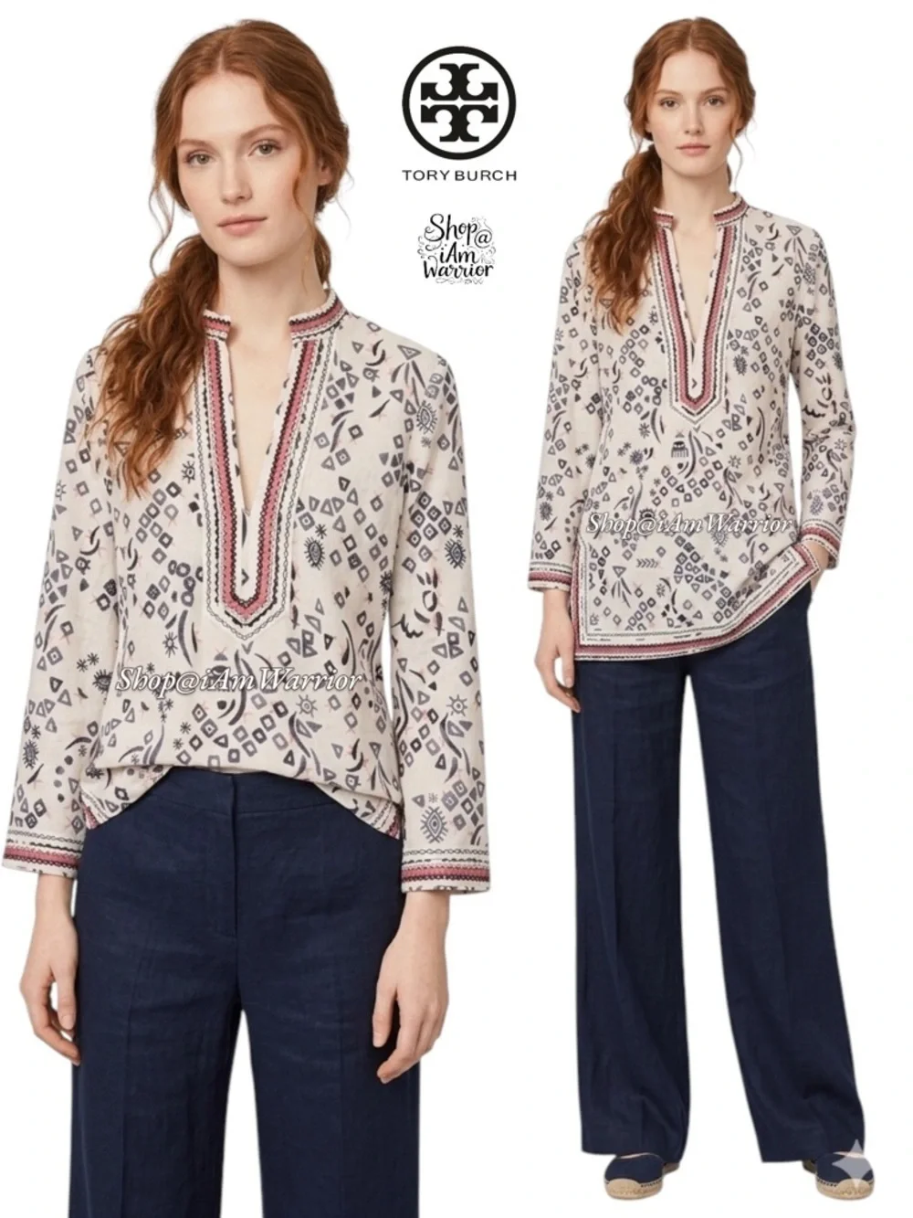 Tory Burch cotton graphic print w/ evil eye motif tunic *shop@iamwarrior